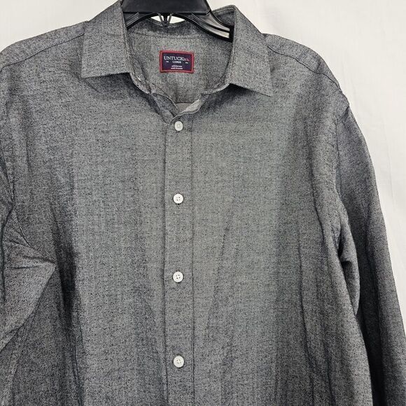 Untuckit Librando Flannel Button Down Men's Size Large Printed Gray Black White - Picture 4 of 6